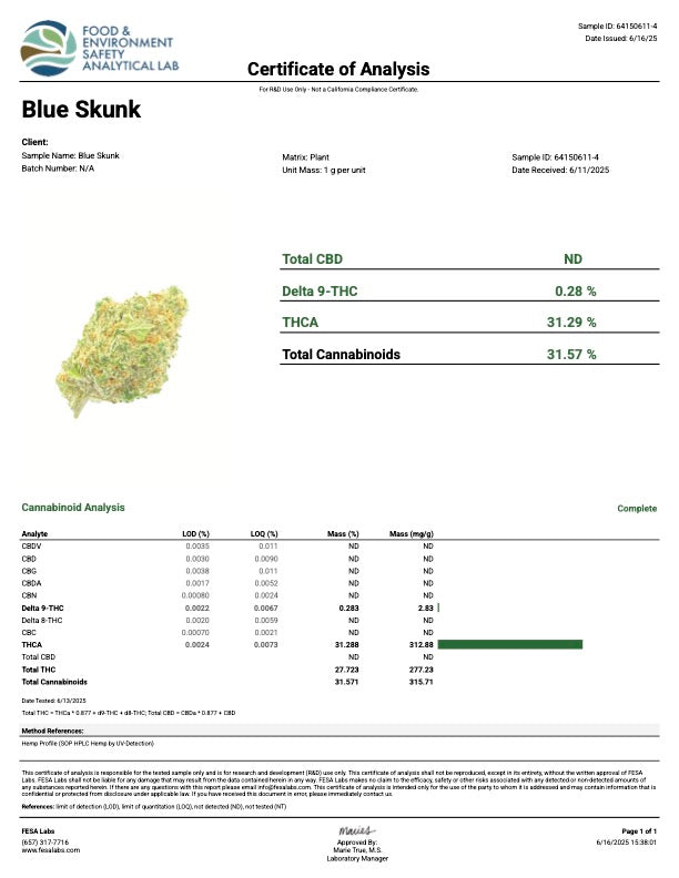 Blue Skunk - Value Indica